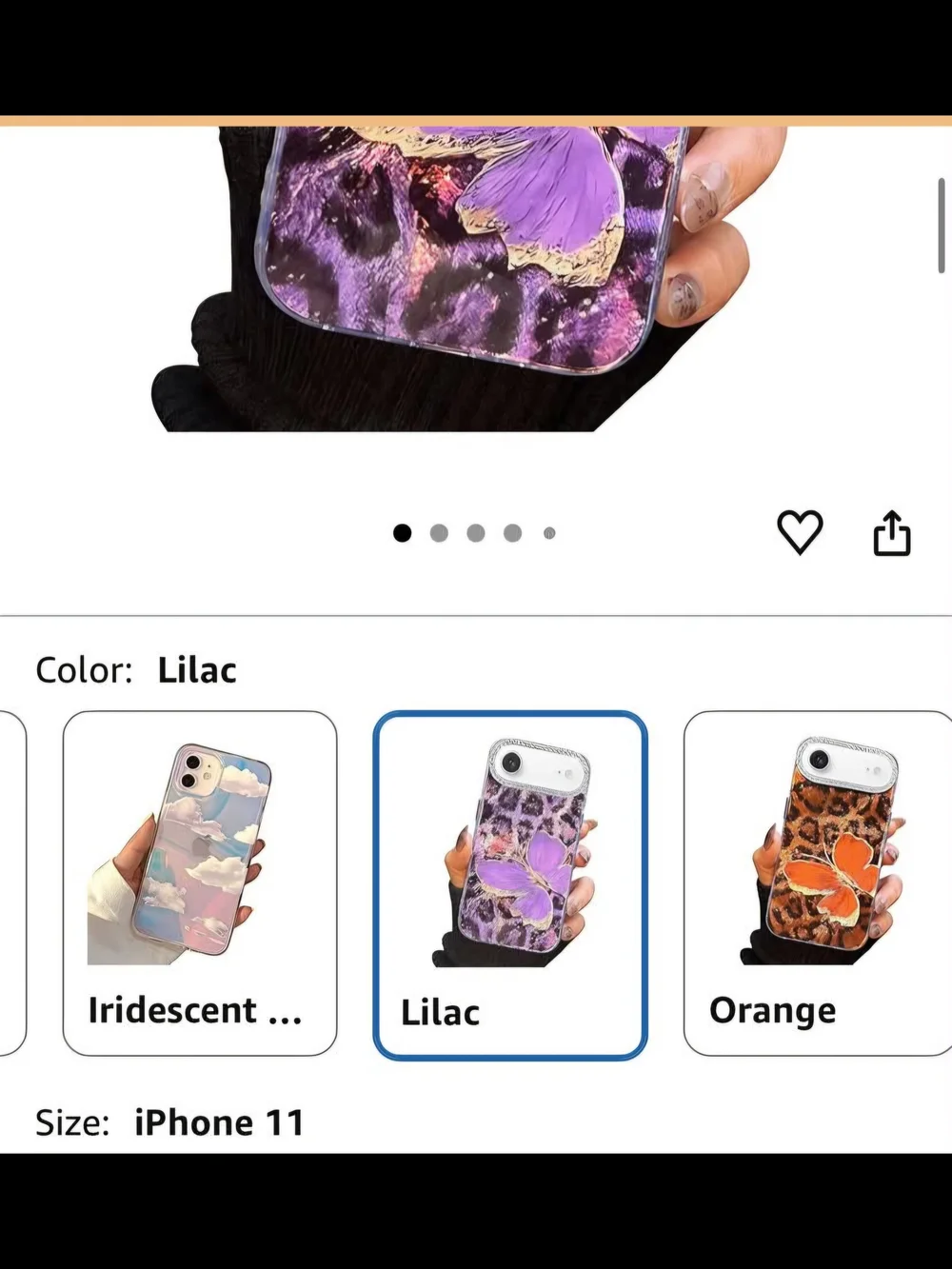 Lilac Butterfly Leopard Print Phone Case with Rhinestone Camera Frame